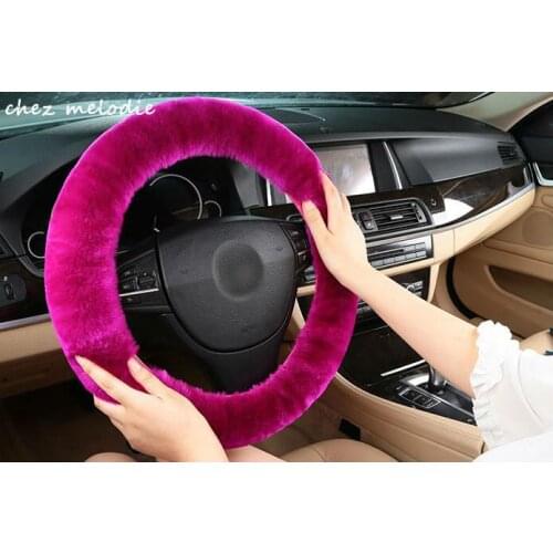 2cm thickness dark colors Universal Natural GREEN DYE Australian pure sheepskin wool fur cover for car steering wheel 35-43cm