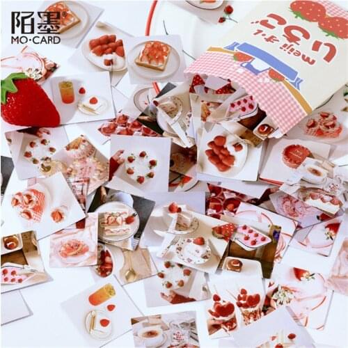45Pcs/box Strawberry Paper Stickers Strawberry Cake Decorative Stickers Scrapbooking Stationery Sticker Lable DIY Diary Album