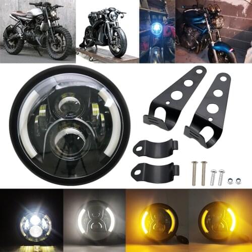 7.5 inch 60W LED Motorcycle Headlight Universal 7.5" Round Head Light for Cafe Racer Bobber Honda