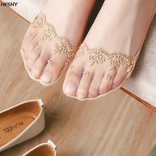 8Pair/Pack 2021 New Women Invisible Anti-Slip Ankle Socks Lace Half Socks Short Flower Fashion Cotton No Show stockings