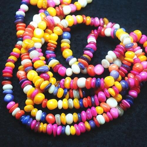 80cm length nature shell chips for women bracelets making mother of pearl 5-8mm multi colors mixs beads accessories only one sel
