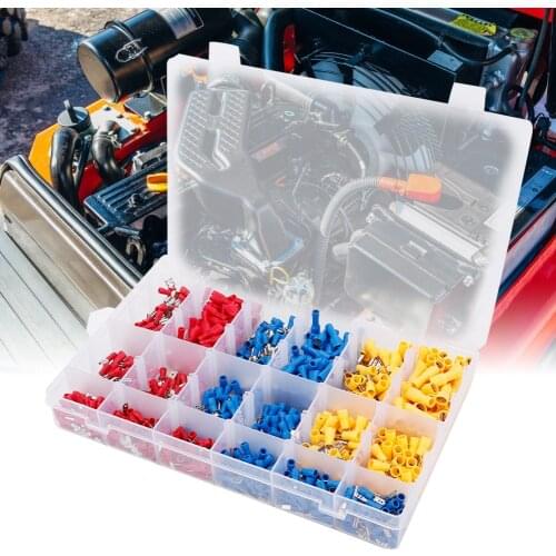 900pcs/Box Rubber Insulated Connector Assorted Rubber Insulated Cold-Pressed Wire Terminal Connectors