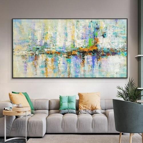 Yiqing Abstract Colorful Textured Painting On Canvas 100% Hand Painted Oil Painting Modern Handmade Wall Art For Home Decor