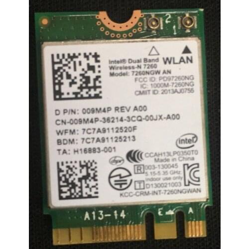 Wireless Adapter Card for Intel 7260NGW AN Dual Band Wireless-N 7260 Bluetooth 4.0 Card Dell 09M4P 009M4P