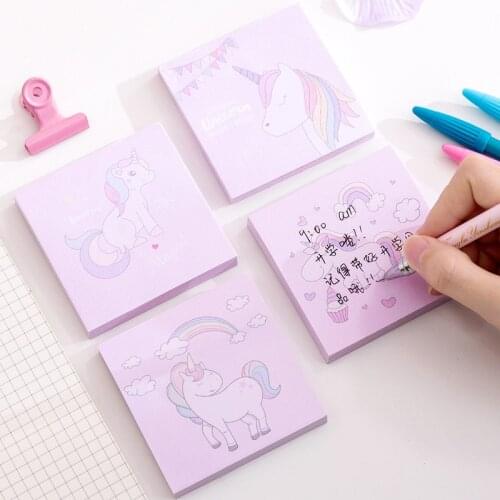 1 pcs 80 pages Kawaii Rainbow Unicorn Sticky Notes Creative Post Notepad Cute DIY Memo Pad Office Supplies School Stationery