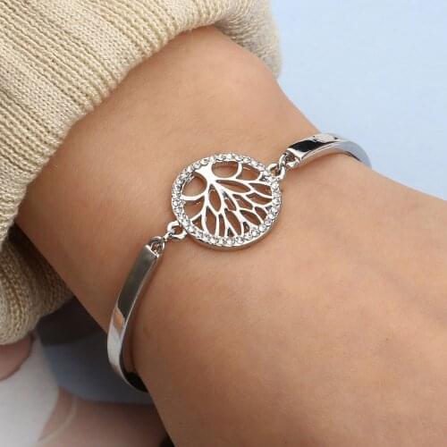 Tree of Life Art Bracelet For Women Fashion Adjustable Hand Chain Delicated Rhinestone Banquet Women Daily Wear Jewelry
