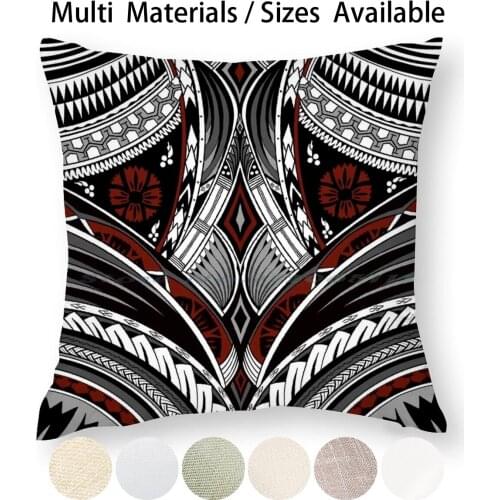 Tapa Patterns Pillow Case Throw Pillow Cover Cotton Linen Flax Tapa Tonga Masi Patterns Polynesian South Pacific Islands