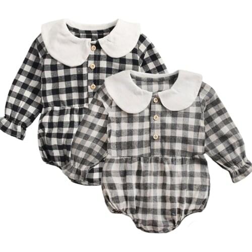 Newborn Clothes Bodysuit Kids Baby Girl Floral Clothing Spring Cotton long Sleeve Bodysuit Plaid cotton New born Outfit