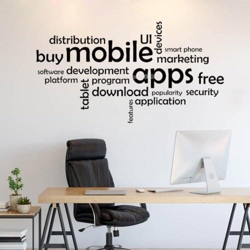 Design Wall Sticker Vinyl Wall Decal Office Mobile App Developer Business Inspirational Decor Murals Art Removable Posters LL840