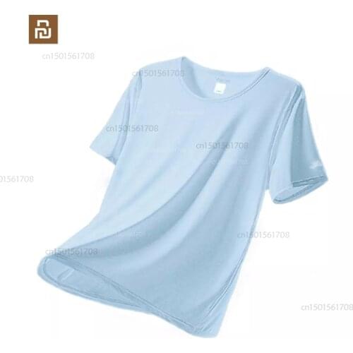 Xiaomi youpin antibacterial deodorant elastic cool lemon T-shirt solid color cold mens short sleeve high quality
