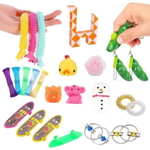 Fidget Toy Beans Stretchy Strings Finger Rings Sensory Kit Anti Stress Figets Toy For For Kids Adults Stress Relief Toy