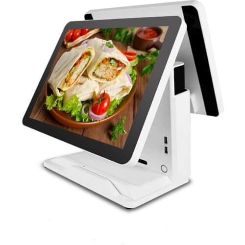 Commercial EPOS Terminal Dual 15 inch screen Point of sale Capacitive touch EPos Systems For Retail