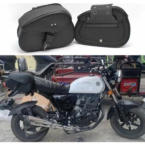 2PCS Left Right Universal PU Leather Motorcycle Saddlebag Side Tool Luggage Bags Saddle Bags Storage Tool Pouch