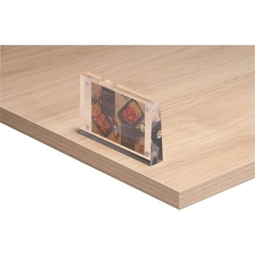 Acrylic Magnet Block Photo Frame Table Price Tag Display Stand Paper Info Picture Name Card Display Declining Desk Sign Holder