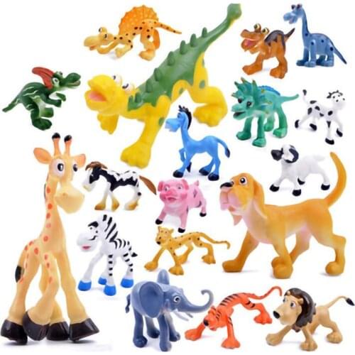 MINI Cartoons wild animals toy model Puzzle Cognition Elephant giraffe tiger lion children gift for kids boys girls birthday