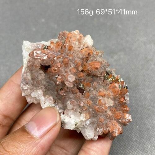 Natural red crystal and pyrite symbiosis healing crystal