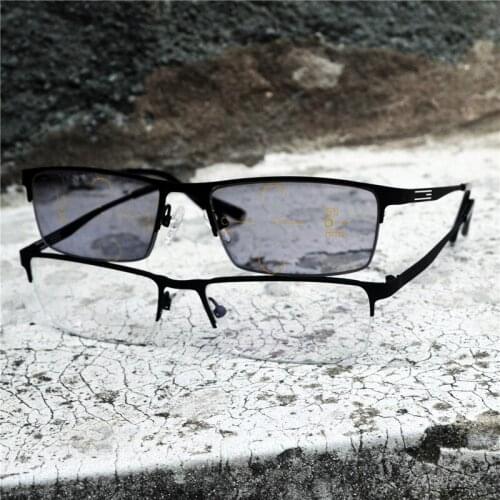 New Men Titanium Alloy Progressive lenses Reading Glasses men Fashion Square Sun photochromism Multifocal Glasses for Men NX