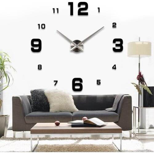 New Arrival 3d Large Wall Clock Modern Design Rushed Quartz Clocks Watches Mirror Sticker DIY Living Room Decoration