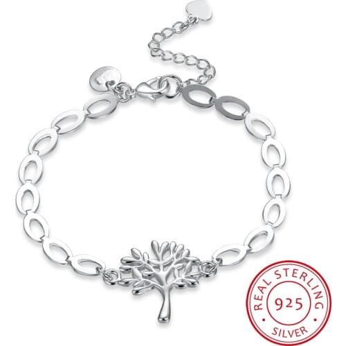 Charming Jewelry Tree Bracelet Bangles Pretty 925 Sterling Silver Accessories Tree Of Life Pendant Pulseras present For Girl