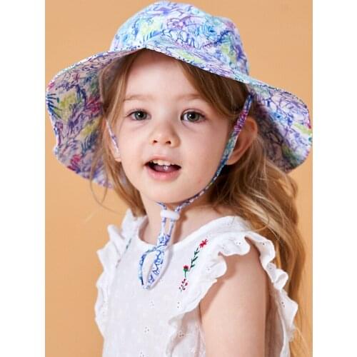 Childrens Bucket Hat Flower Print Spring Summer Sun Hats Girls Boys Outdoor Beach Hat Camping Fisherman Cap Casual Panama Cap