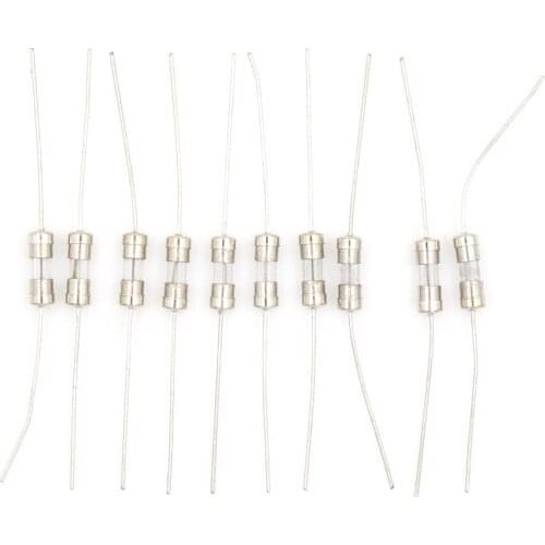 10pcs 3.6*10mm T3.15A 3150mA 250V Slow Axial Fuse Glass Tube With Lead Wire T3.15A 3150mA 250V Slow Fuse