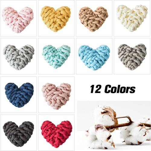 Handmade Heart-shaped Knotted Pillow Cotton Knotted Soft Cute Cushion Photography Photo Props Sofa Home Decor