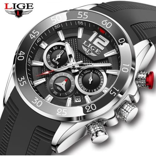 Relogio Masculino 2021 New Sports Mens Watches LIGE Top Brand Luxury Silicone Watch Men Quartz Clock Waterproof Wristwatches+Box