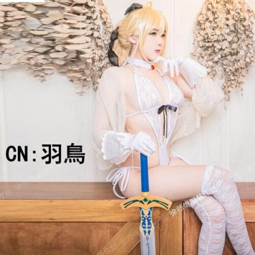 Anime FGO/Fate saber lily Sexy Swimsuit Underwear Outfit Underwear+cover+socks+gloves Cosplay Costume Halloween Free Shipping