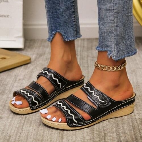 Women Slippers Summer Fashion Sexy Snake Print Wedge Casual Sandals Open Toe Breathable Thick Sole Beach Shoes Wedges Slippers43