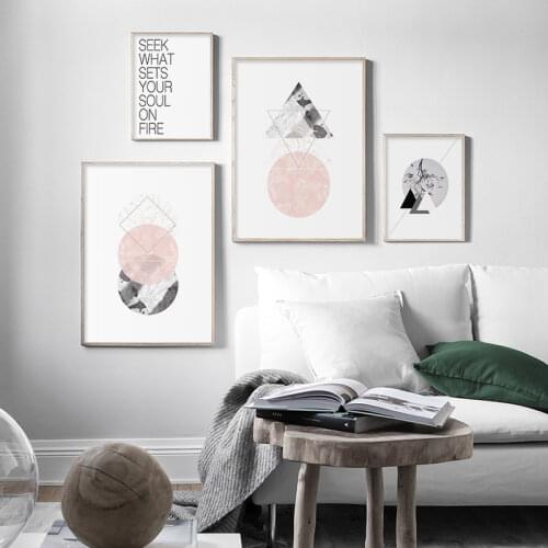 Modern Minimalism Abstract Marble Texture Geometric Square Circle Triangle Pattern Quote Calligraphy Poster Wall Art Canvas