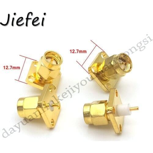 50-400 Pcs New 2-Type SMA male plug RF Coax Connector solder post Cable 4-hole panel mount Gold plated
