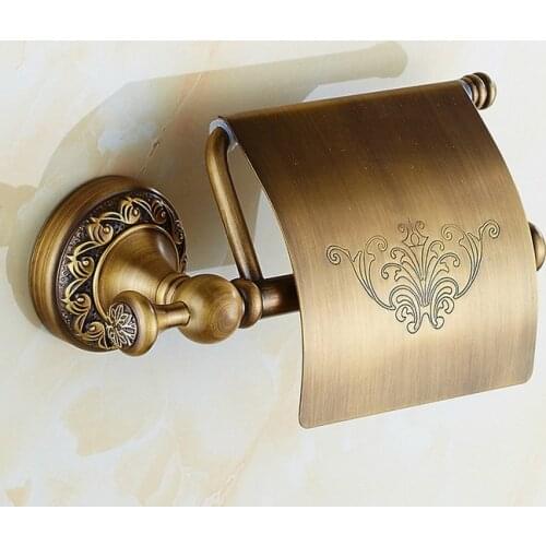 Vintage Retro Antique Brass Carved Art Pattern Wall Mounted Bathroom Toilet Paper Roll Holder Bathroom Accessory mba487