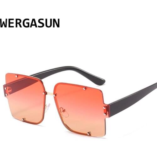 WERGASUN Square Sunglasses Women 2020 New Fashion Black Sun Glasses Female Gradient Vintage Big Shades UV400