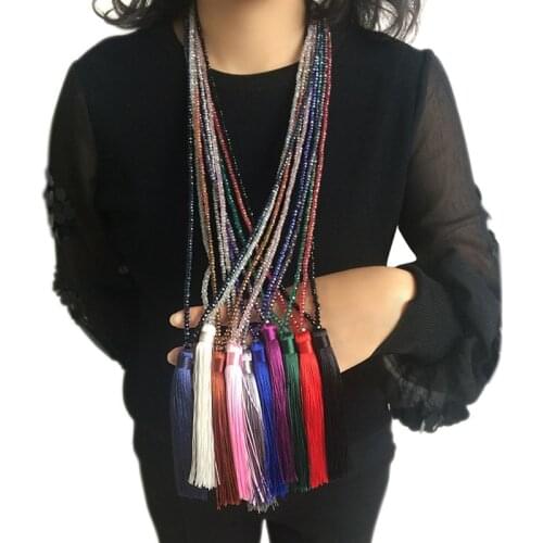 YDGY2019 New 10-colour silk pendant crystal fringed sweater chain female fringed pendant sweater chain wholesale