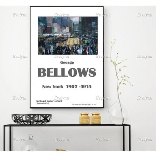 1907 Vintage Exhibition Poster For Works By George Bellows Home Decor Prints Wall Art Canvas Living Room Decoration Unique Gift