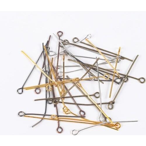 200Pcs/Lot 16-50mm Eye Head Pins Beading Needles Eye Pins For Jewelry Making Supplies DIY Earrings Headpins Findings Accessories