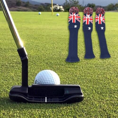 3 Pcs/Set Driver Fairway Knit UK Flag Pattern Golf Head Cover Woods Headcovers with Number Tag Golfer Gifts for Men Women