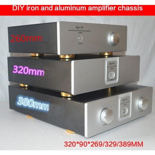 320*90*269/329/389MM Aluminum Power Amplifier Chassis Front-end Case DIY Power Supply Shell Amplifier Audio Enclosure A3209