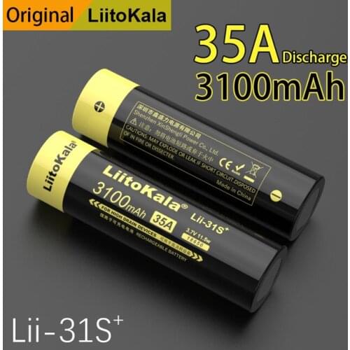 10 PCS/lot .3100MAH，New LiitoKala Lii-31S 18650 Battery 3.7V Li-ion 3100mA 35A Power battery For high drain devices