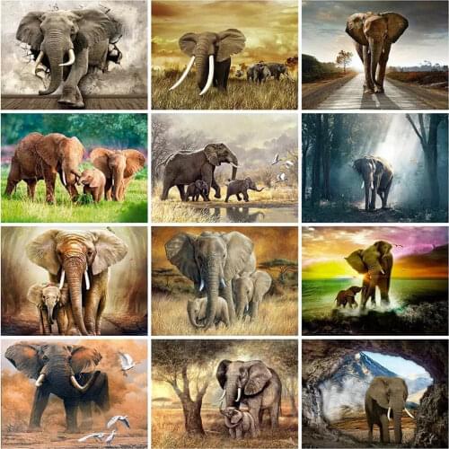Uone Diamond Painting DIY Cross Stitch Animal Elephant Full Square Round Embroidery Rhinestone Kids Adult Home Office Decor Gift