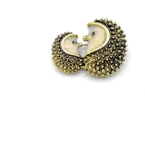 Simple Dripping Oil Mother and Child Hedgehog Bronze Brooch Clothing Hair Accessories Wholesale Jewelry Scarf Buckle