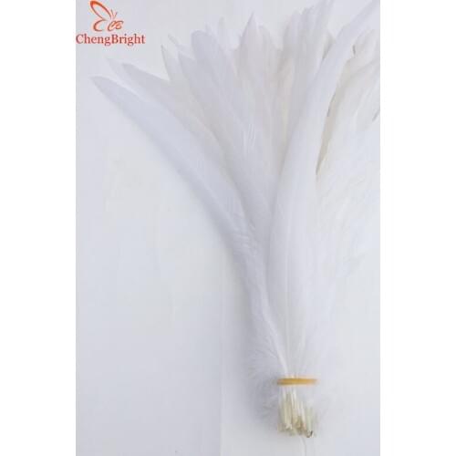 ChengBright New 200PCS Pure White Rooster Coque Tail Feathers For Crafts wedding Decoration Costume Decoration Pheasant plumes