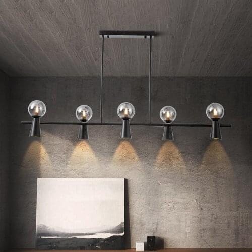 Black / Gold LED Chandelier Creative Dining Room Island Glass Ball Hanging Light Restaurant Kitchen Bar Nordic Long Pendant Lamp