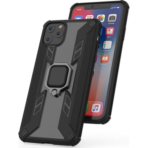 For iPhone 11 Pro Max Case With Finger Ring Transparent Shockproof Back Cover Kickstand Adsorption Fitted Cases For iPhone 11Pro