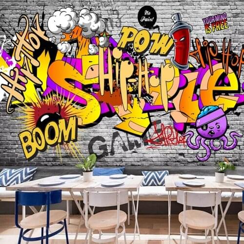 Photo Wallpaper 3D Street Graffiti Mural KTV Bar Background Wall Painting Restaurant Modern Creative Wall Papers For Walls 3 D