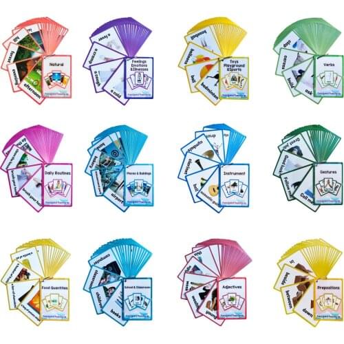 45Pcs/Set Daily Routines English Pocket Card Kids Montessori English Learning Flash Card Early Educational Toys Games Children