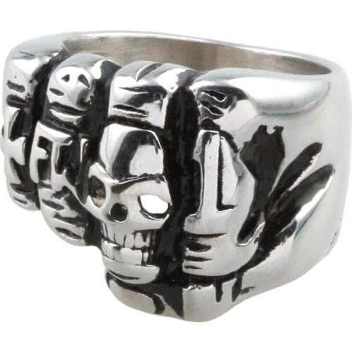 Fist Stainless Steel Ring Hip-hop Classic Creative Design Classic Punk For Mens Metal Jewelry
