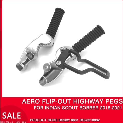 Motorcycle Pedal Foot Pegs Footpegs Pedal Plating Black Foot Peg Aero Flip-Out Highway Pegs For Indian Scout Bobber 2018-2021