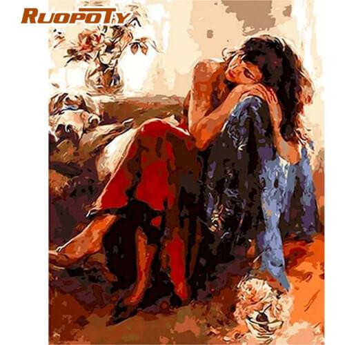 RUOPOTY Painting By Numbers Kits For Adults Children Red Dress Woman Figure Paint Kits Modern Home Living Room Decor Art Picture