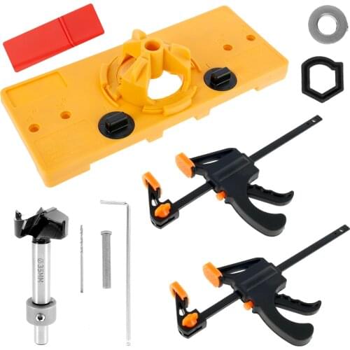 Concealed 35MM Cup Style Hinge Jig Boring Hole Drill Guide With 2 Fixing Clips Wood Cutter Carpenter Woodworking DIY Tools